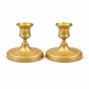 Vintage Baldwin Forged America Brass Candlesticks Pair Gold Tone Candle Holders